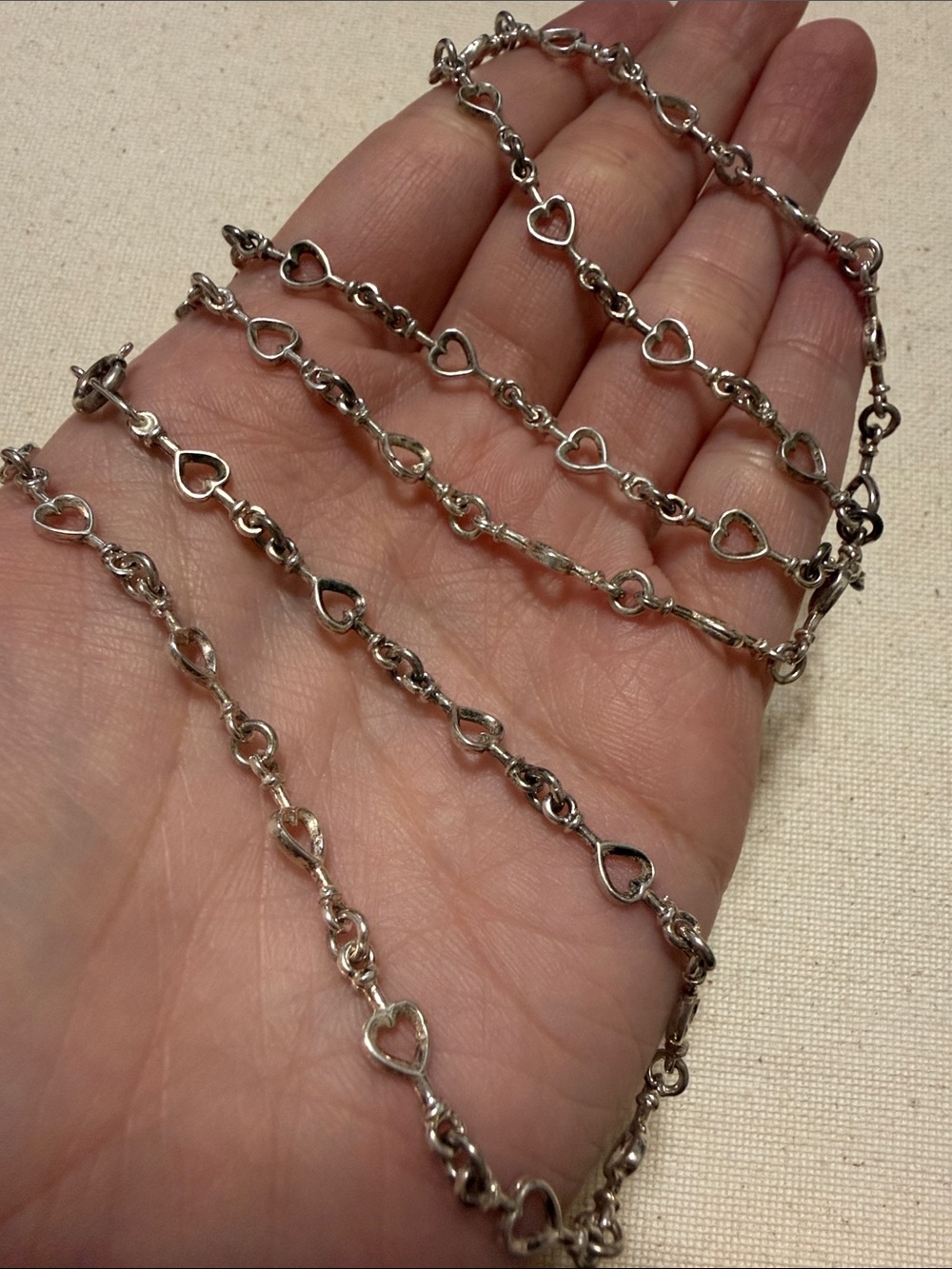 Sterling Silver 925 Heart Link Necklace 29.5’ inch long